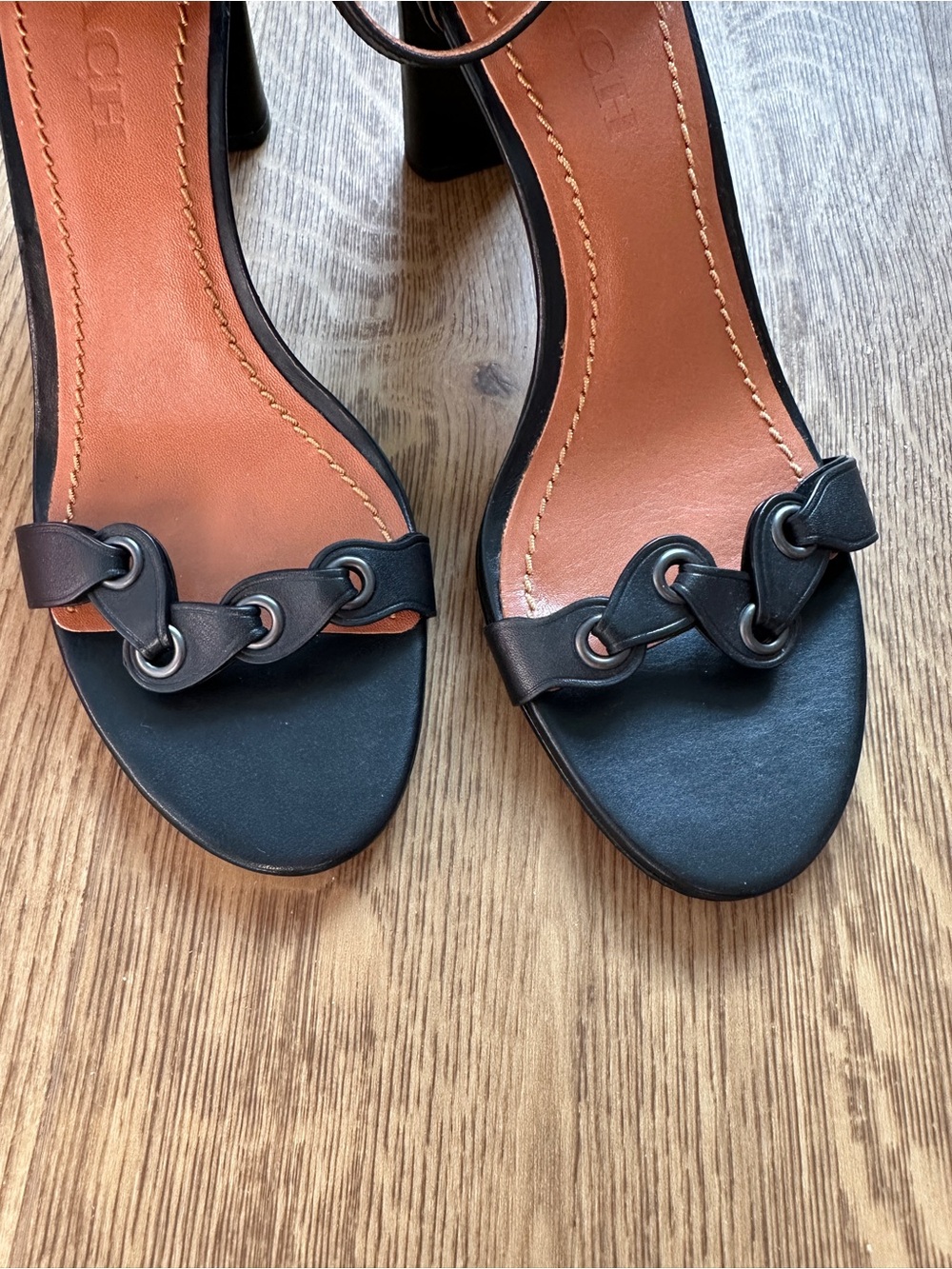 Coach Black Ankle-Strap Block Heel Sandals - Size 7.5/Size 8 - Picture 4 of 12